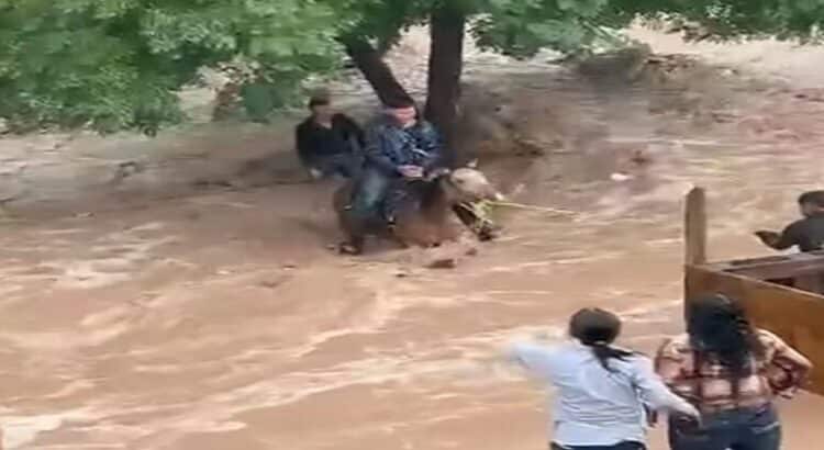 Un joven casi pierde la vida rescatando de la fuerte corriente a su caballo