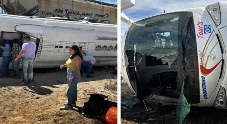 Un autobús queretano es embestido por el tren en Coahuila