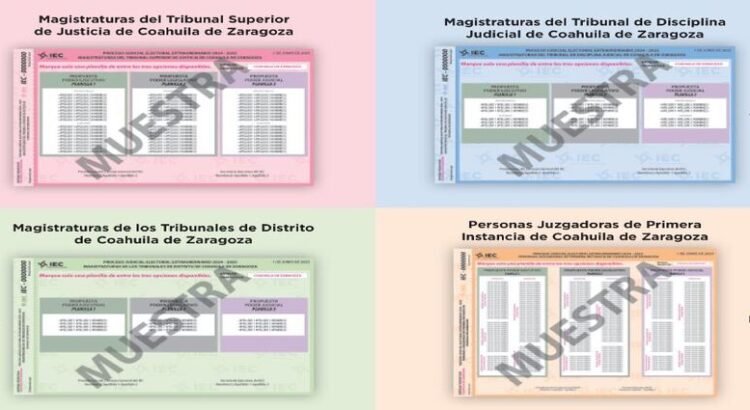 Así son las boletas para la elección judicial en Coahuila este 2025